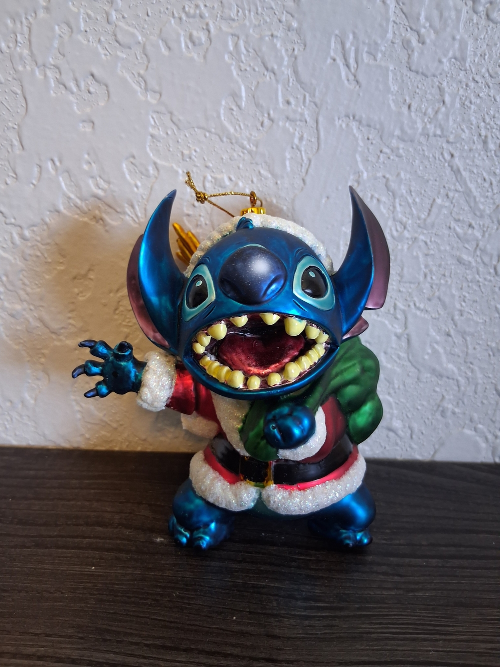 Disney Lilo & Stitch Santa Suit Glass Christmas Ornament Scrump Sack Presents